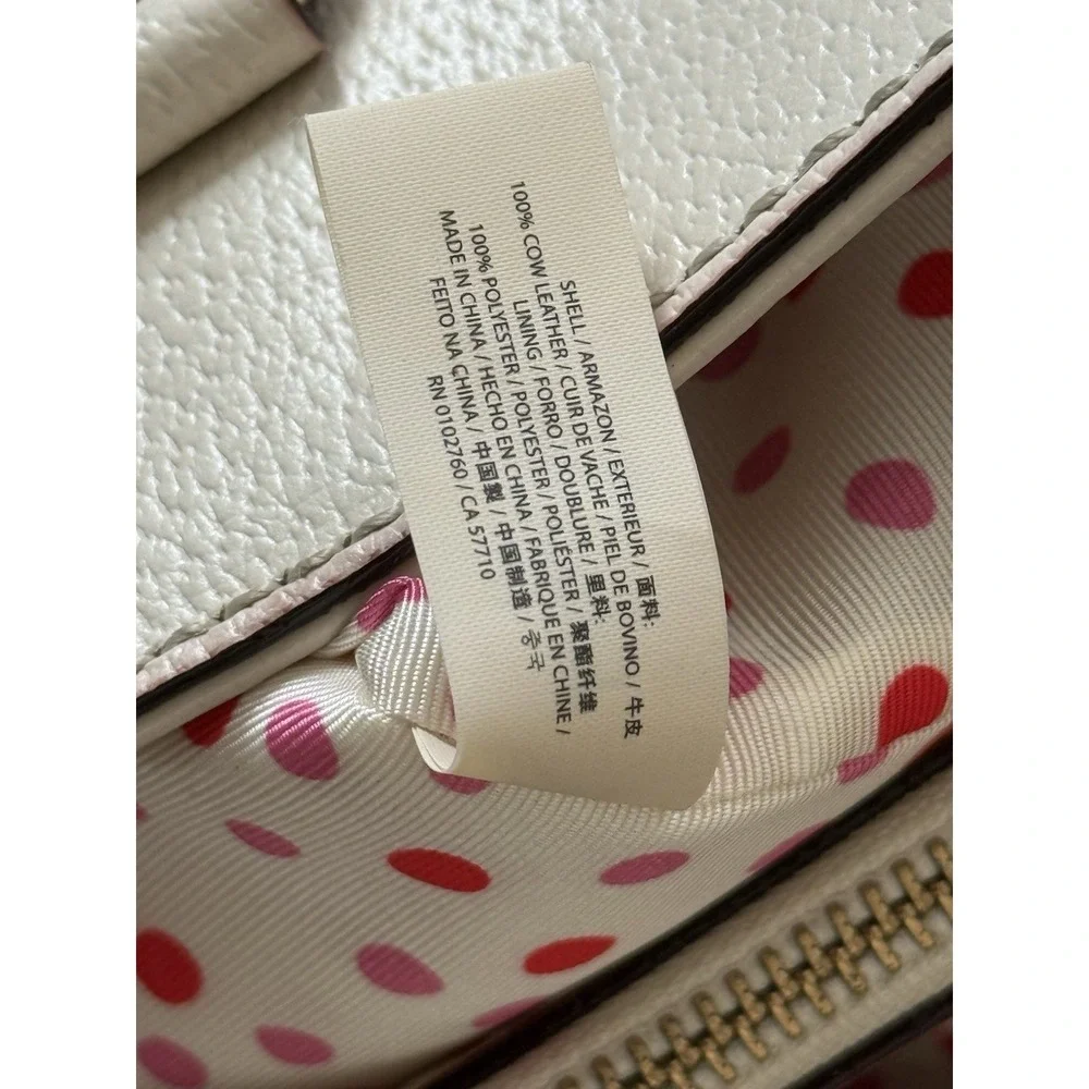 Kate Spade WELLESLEY QUINN Ivory SATCHEL‎ TOTE w/Pink Polka Dot Interior EUC